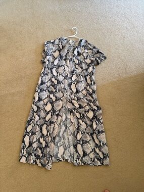 H&M Snake Print Midi Dress in Black and Cream